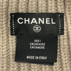 Chanel Logo Patch Cashmere Knit Cap Beige — view 4
