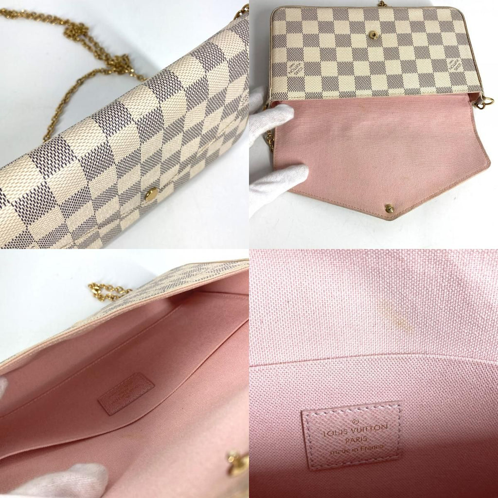 Louis Vuitton Long Wallet Pochette Felicie Damier Azur Canvas Rose — view 8