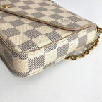 Louis Vuitton Long Wallet Pochette Felicie Damier Azur Canvas Rose — view 6