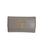 Prada Vitello Grain Leather 6 Key Case Saffiano Grey Ge — view 2