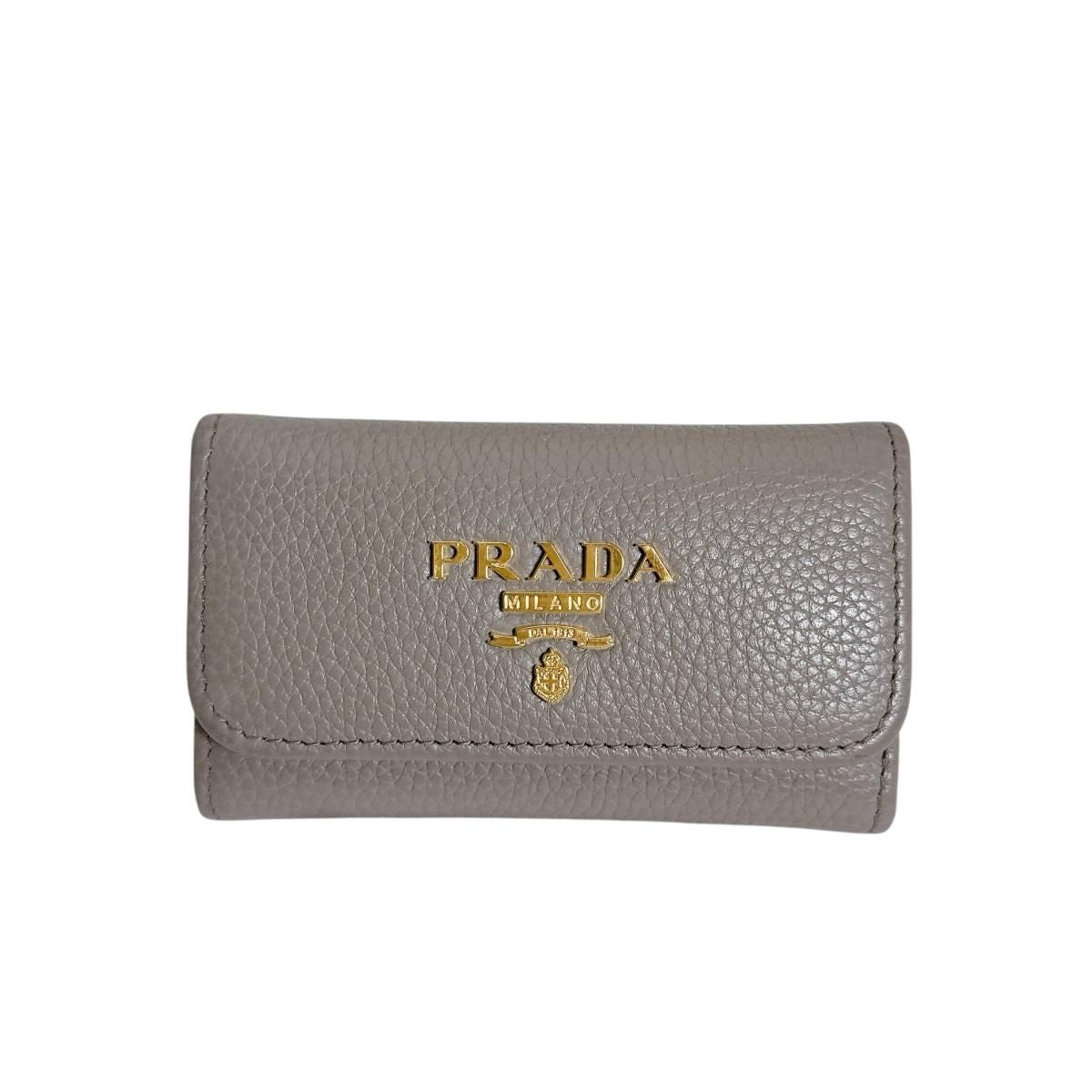Prada Vitello Grain Leather 6 Key Case Saffiano Grey Ge — view 2