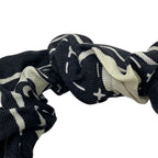 Chanel Scrunchie Hair Tie CC Logo Silk Black White — view 3