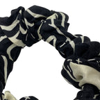 Chanel Scrunchie Hair Tie CC Logo Silk Black White — view 4