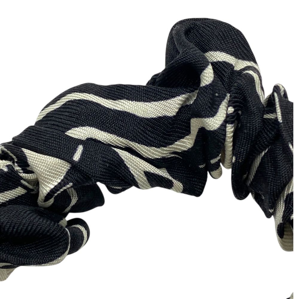 Chanel Scrunchie Hair Tie CC Logo Silk Black White — view 5