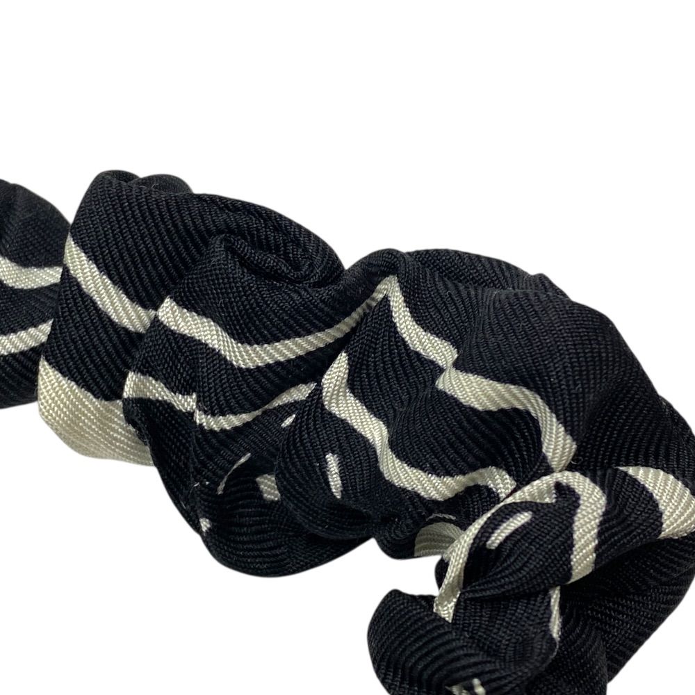 Chanel Scrunchie Hair Tie CC Logo Silk Black White — view 6