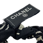 Chanel Scrunchie Hair Tie CC Logo Silk Black White — view 7
