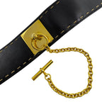 Celine Mantel Chain Belt Turnlock Leather Black Gold — view 3