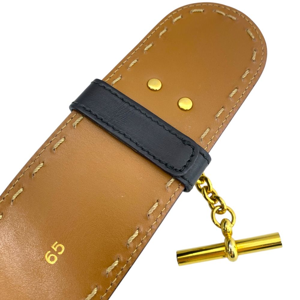 Celine Mantel Chain Belt Turnlock Leather Black Gold — view 9