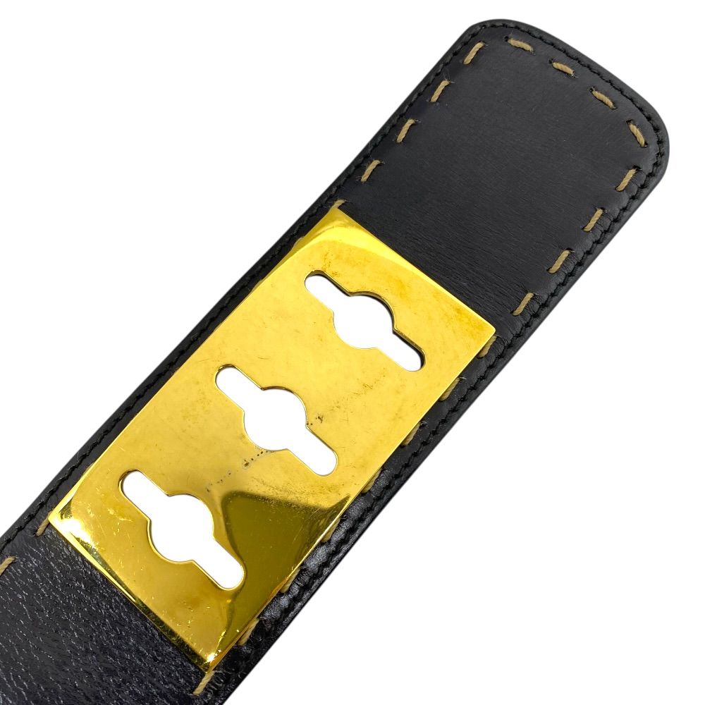Celine Mantel Chain Belt Turnlock Leather Black Gold — view 5