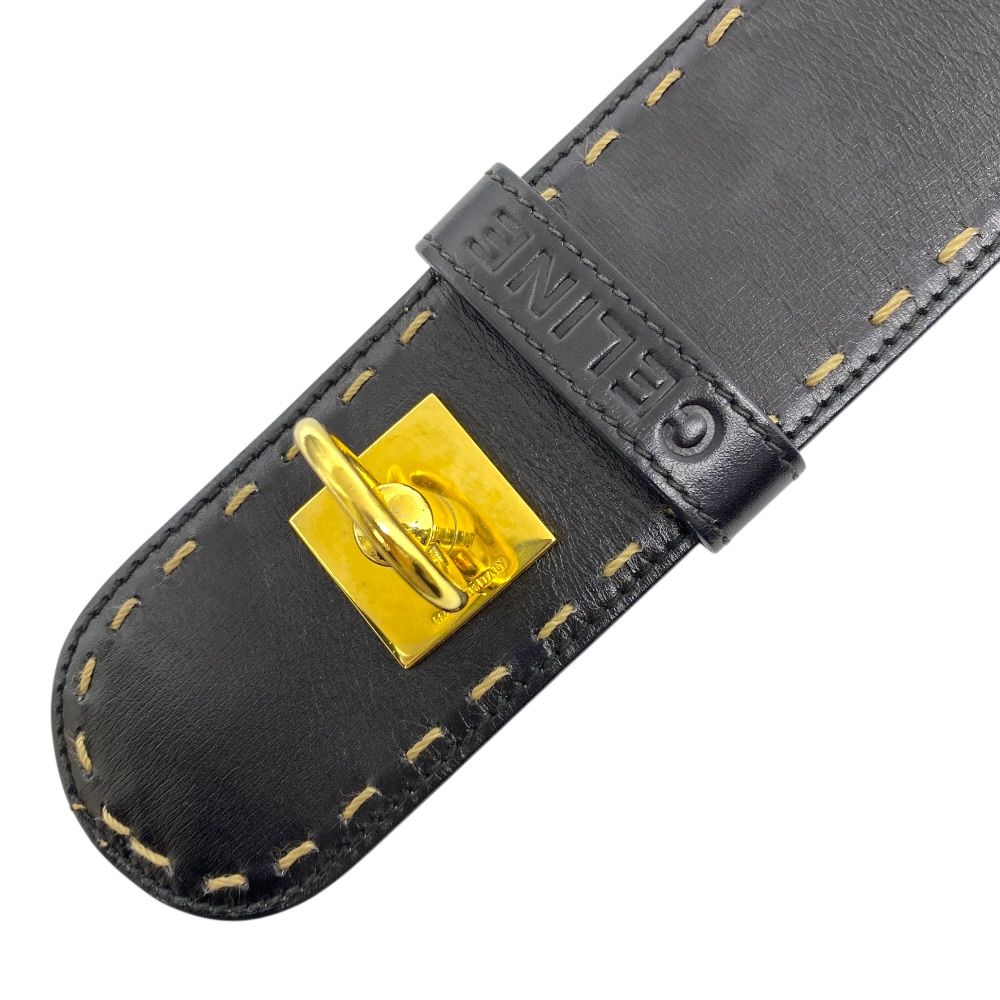 Celine Mantel Chain Belt Turnlock Leather Black Gold — view 2