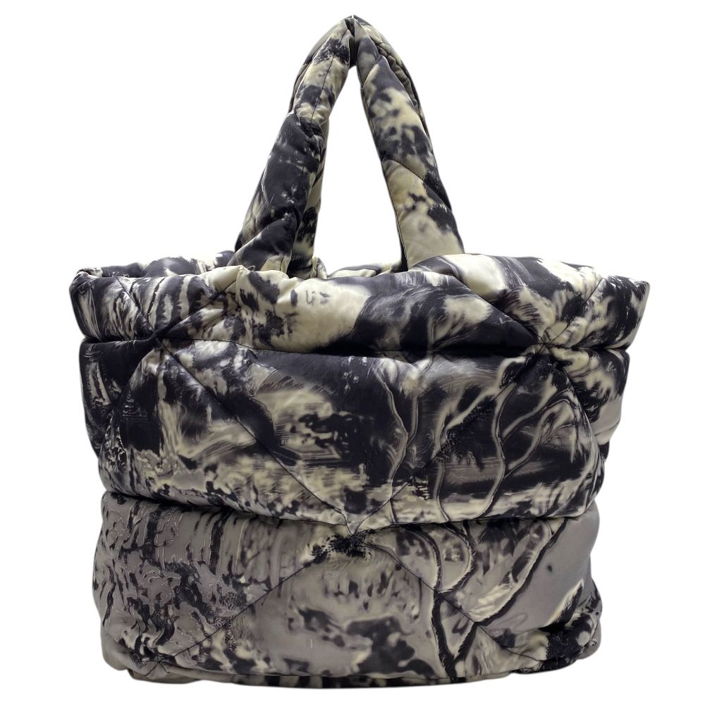 Prada Tote Re-Nylon Padded Print Triangle Logo Nylon Gray — view 2