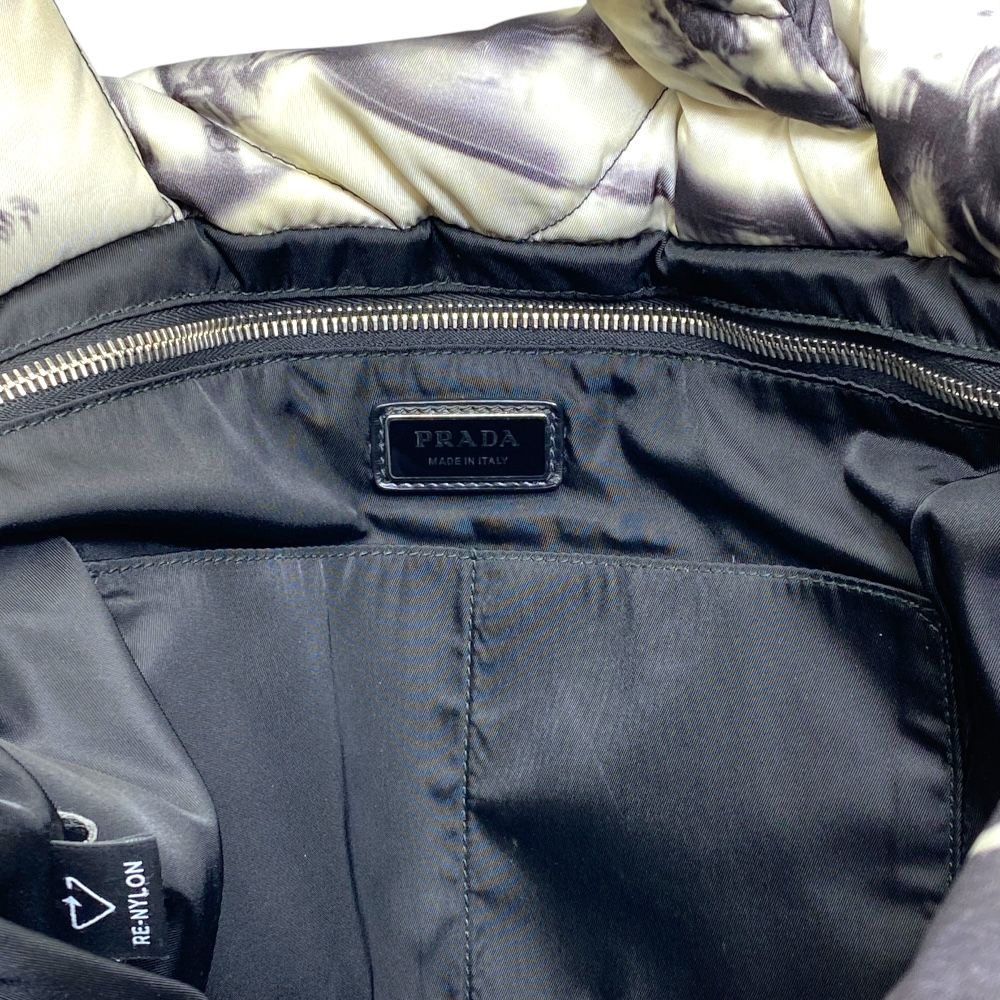 Prada Tote Re-Nylon Padded Print Triangle Logo Nylon Gray — view 9