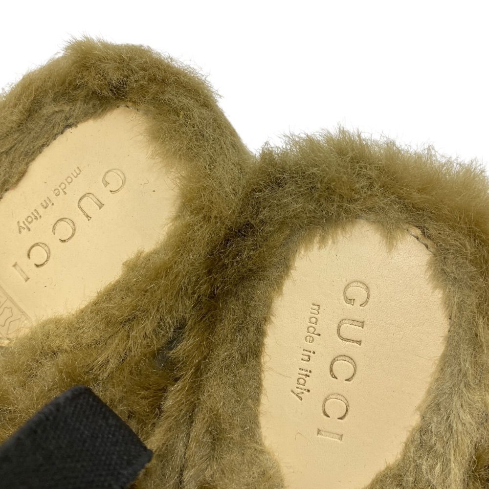 Gucci Kids Princetown Horsebit Children Slippers Sandals Leather Fur Black — view 7