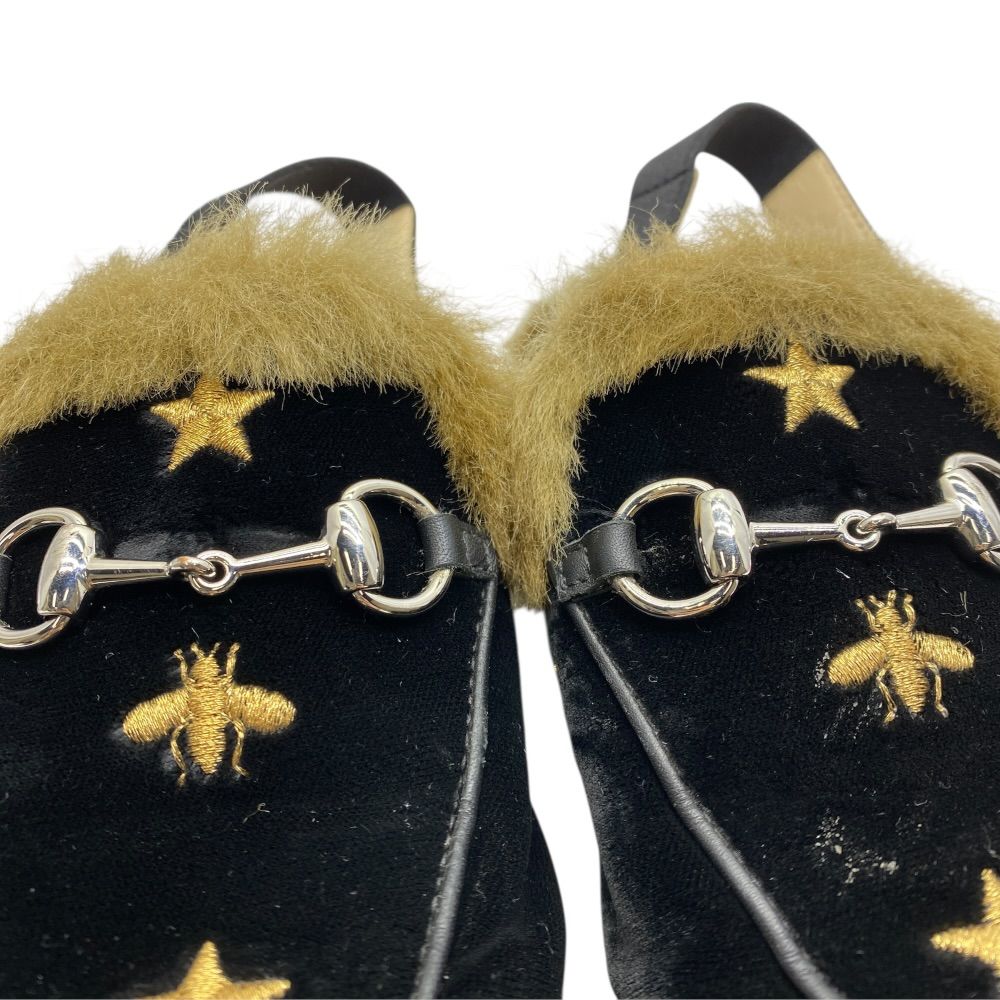 Gucci Kids Princetown Horsebit Children Slippers Sandals Leather Fur Black — view 6