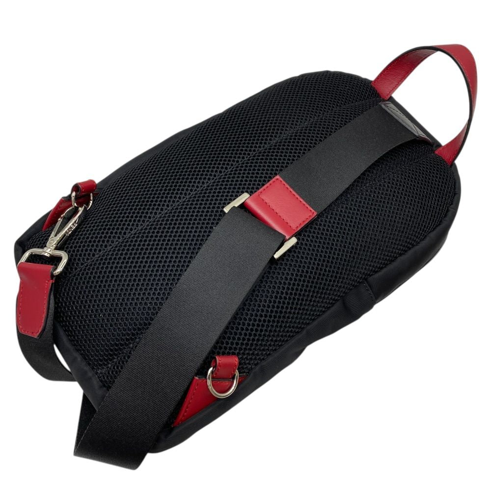 Fendi Zucca Cross FF Pattern Logo Leather Fabric Black Red — view 2