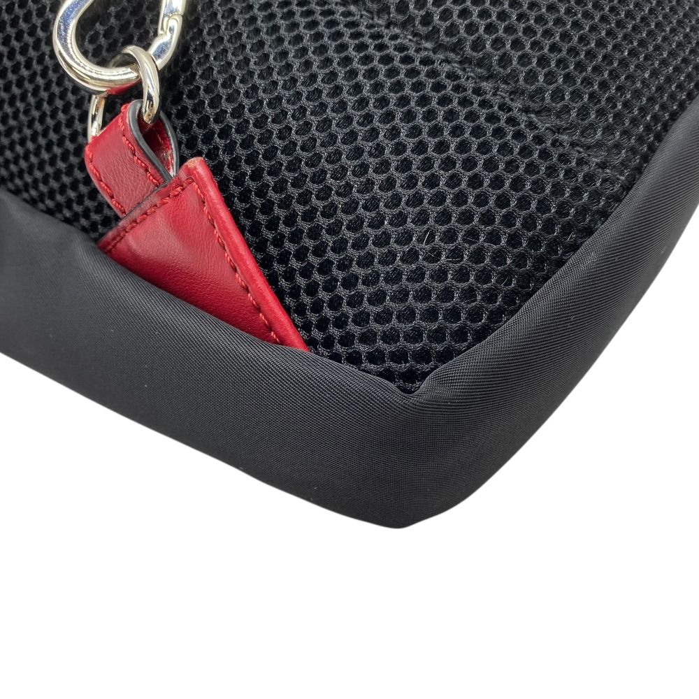 Fendi Zucca Cross FF Pattern Logo Leather Fabric Black Red — view 4
