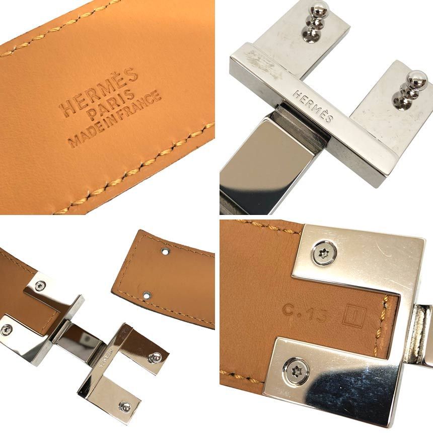 Hermes Leather Belt 38 Black Silver Vintage — view 3