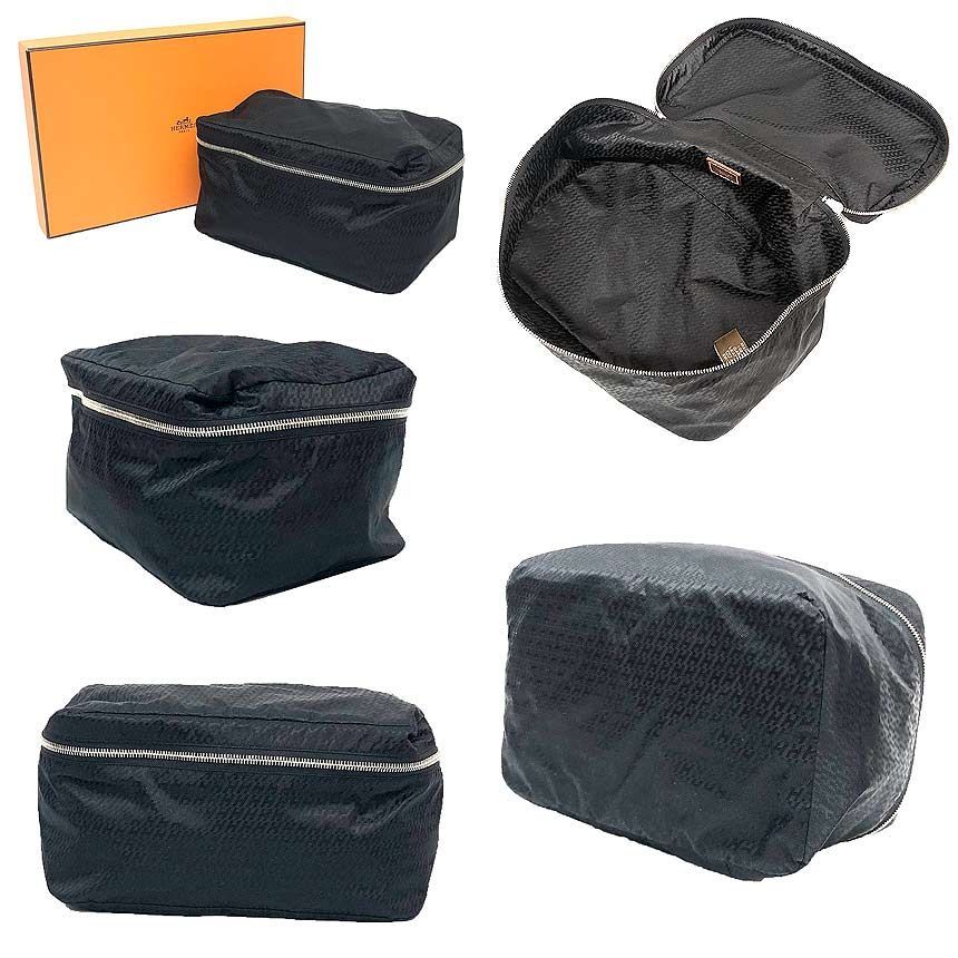 Hermes Pouch Travel Silk Mini Cube Black — view 2