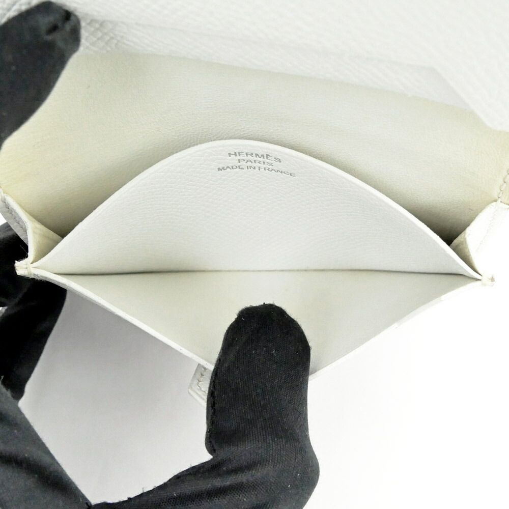 Hermes Bearn Card Case Epsom Silver Purple White — view 7