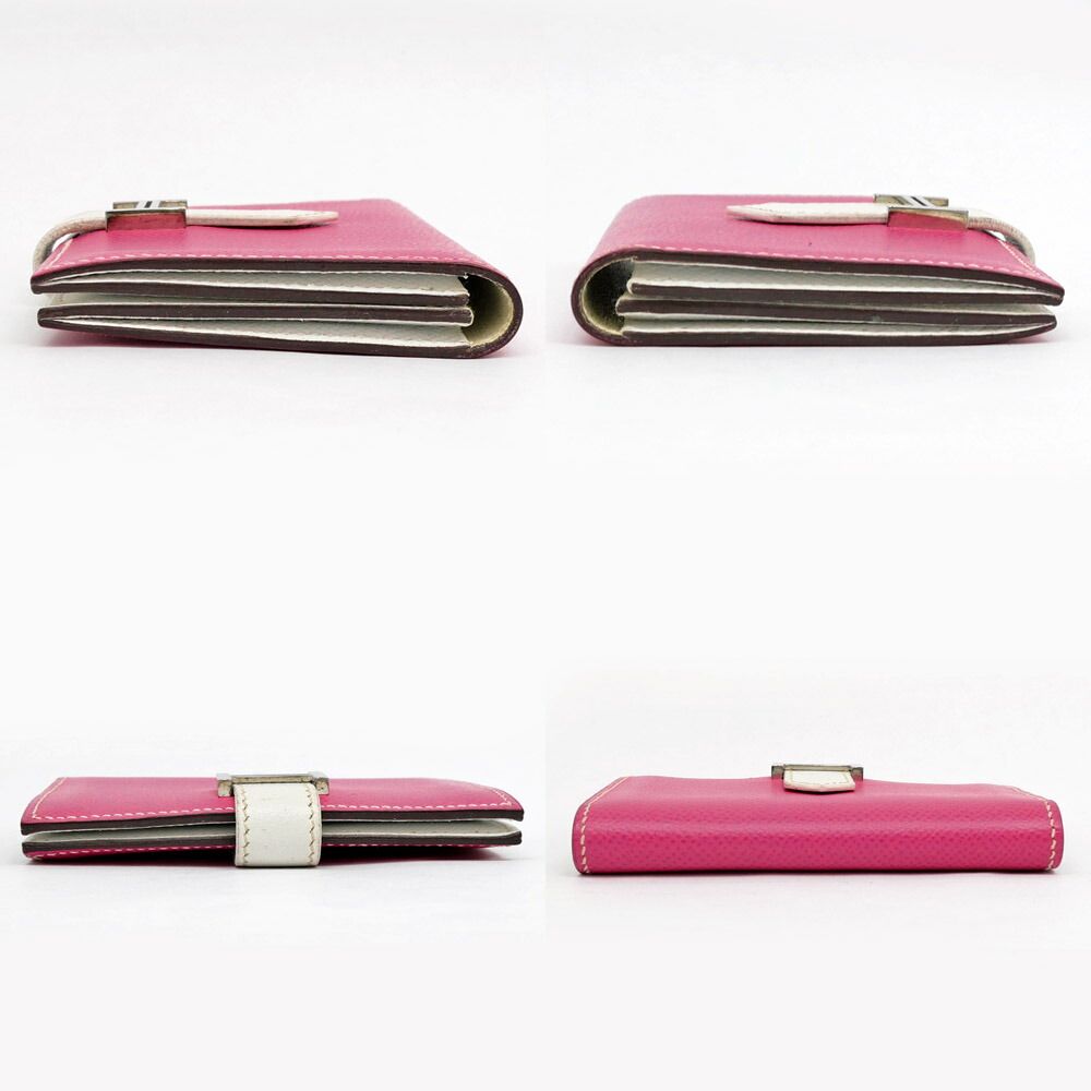 Hermes Bearn Card Case Epsom Silver Purple White — view 3