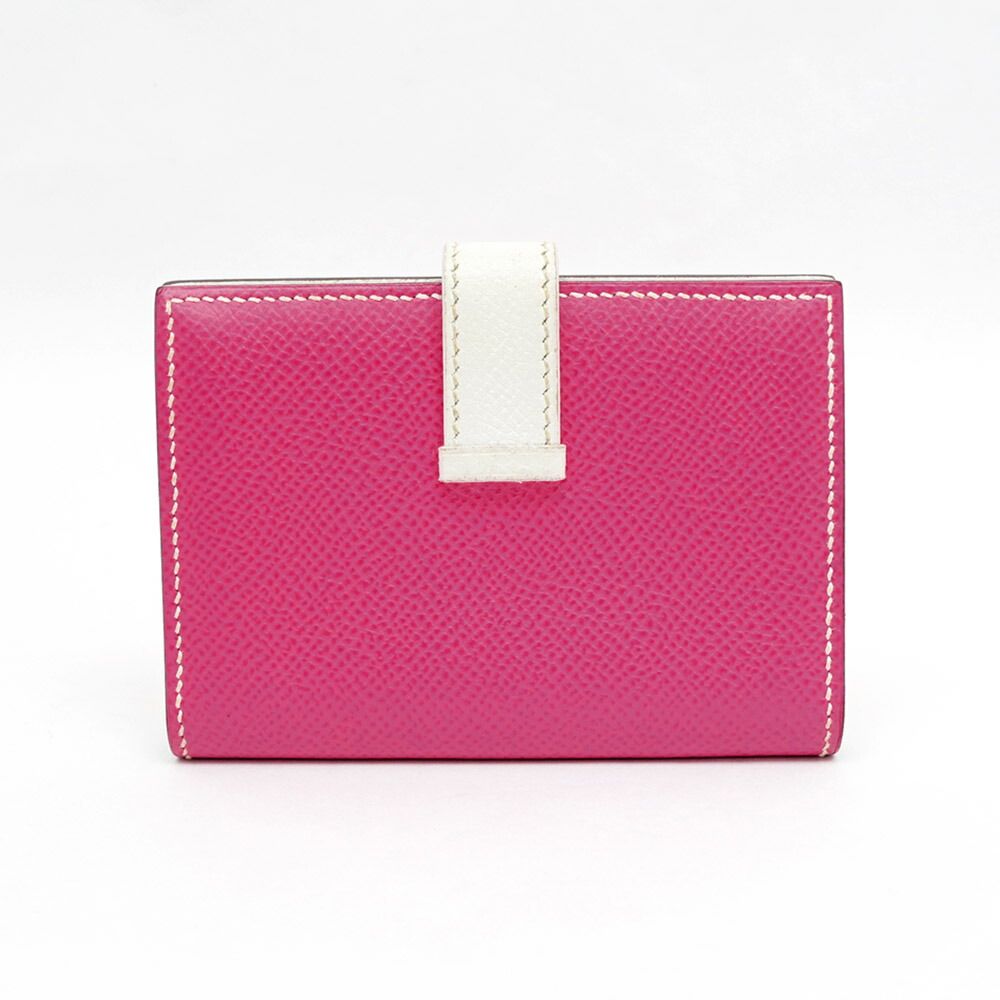 Hermes Bearn Card Case Epsom Silver Purple White — view 2