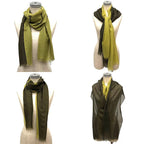 Hermes Shawl Muffler Cashmere Silk Reversible Green Scarf — view 2
