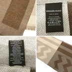 Hermes Cashmere Shawl Ikat Geometric Pattern Brown — view 4
