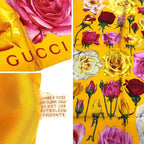 Gucci Rose Scarf Carre Flower Floral Pattern Silk Yellow Orange — view 3