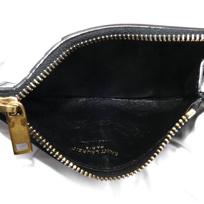 Saint Laurent Tiny Cassandra Fragment Zip Card Case Coin Black — view 3