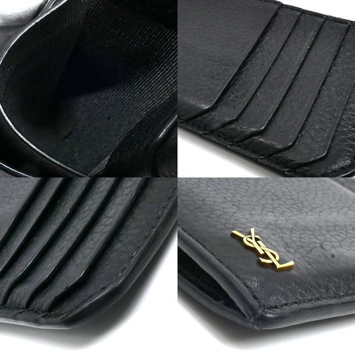 Saint Laurent Tiny Cassandra Fragment Zip Card Case Coin Black — view 5