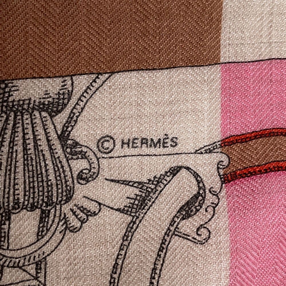 Hermes Scarf Gavroche Imperial Studies Bayadere Cashmere Silk Natural Pink Beige Rose — view 3