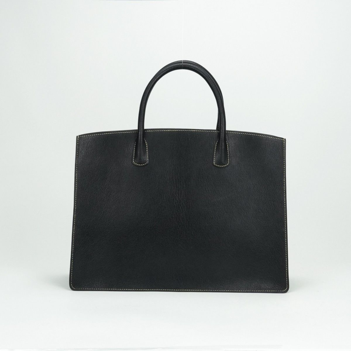 Hermes White Bus GM Tote Chevre Coromandel Noir Black Gold — view 3