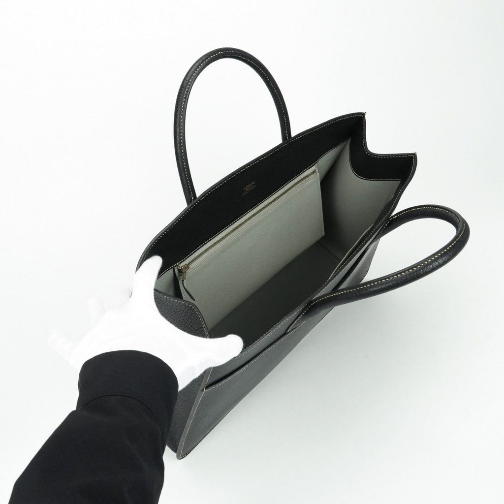 Hermes White Bus GM Tote Chevre Coromandel Noir Black Gold — view 6