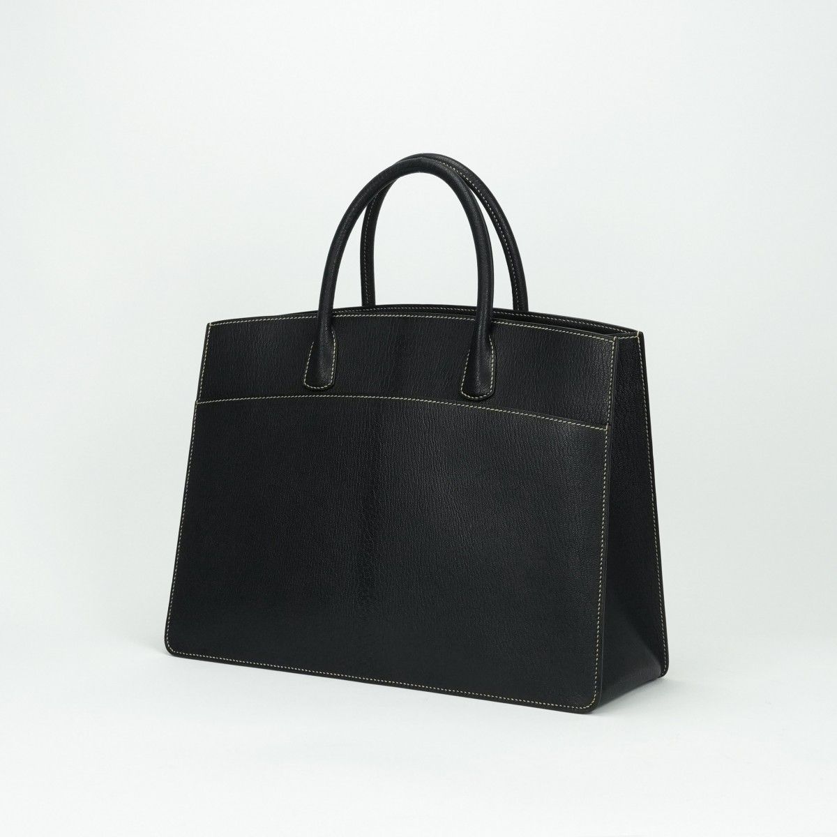 Hermes White Bus GM Tote Chevre Coromandel Noir Black Gold — view 2