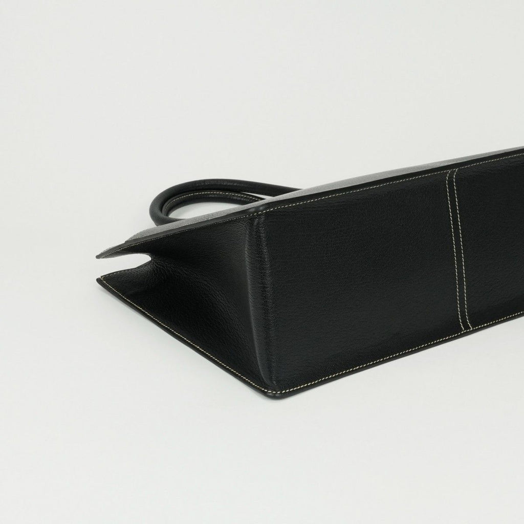 Hermes White Bus GM Tote Chevre Coromandel Noir Black Gold — view 5