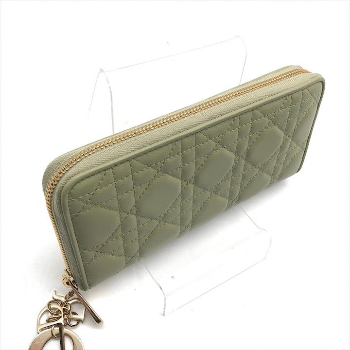 Dior Cannage Leather Wallet Green — view 3