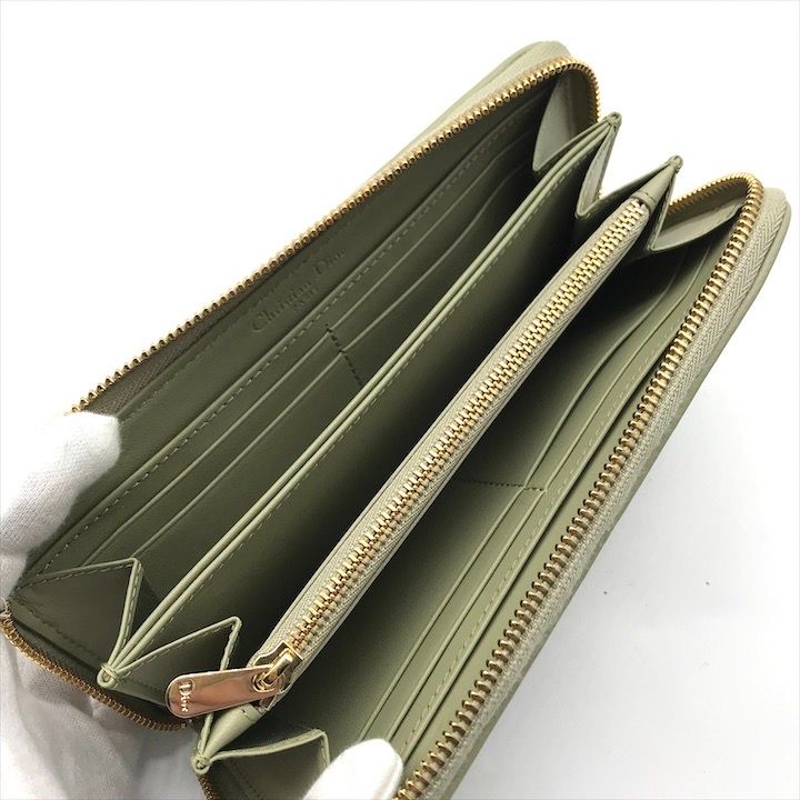 Dior Cannage Leather Wallet Green — view 7