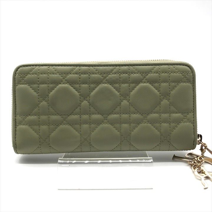 Dior Cannage Leather Wallet Green — view 2