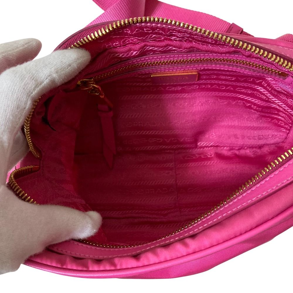 Prada Nylon Canvas Shoulder Bag Pink — view 6