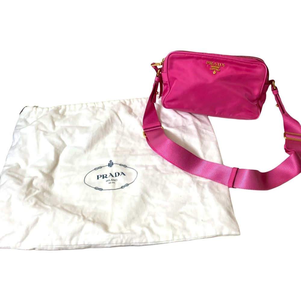 Prada Nylon Canvas Shoulder Bag Pink — view 9
