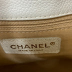 Chanel CC Logo Quilted Caviar Leather Chain Shoulder Bag White — view 6