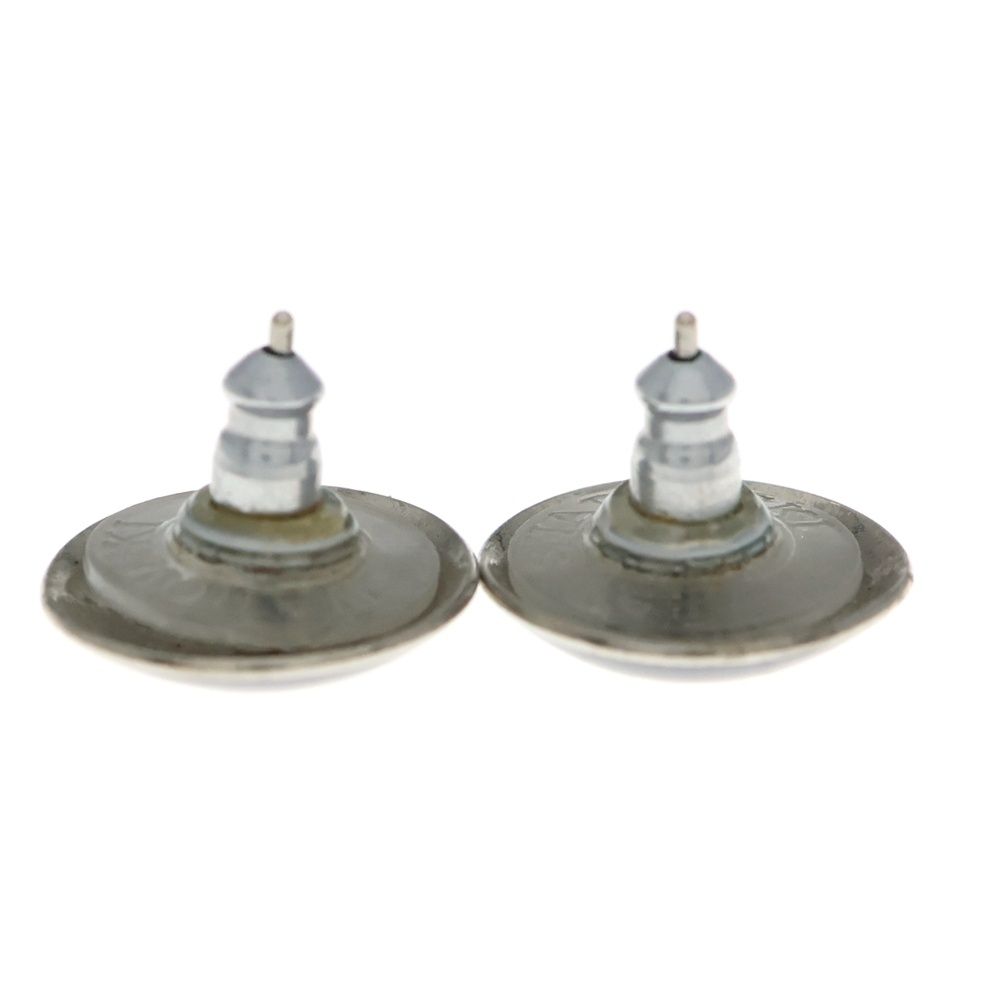 Chanel Round Earrings CC Logo Black Silver — view 3