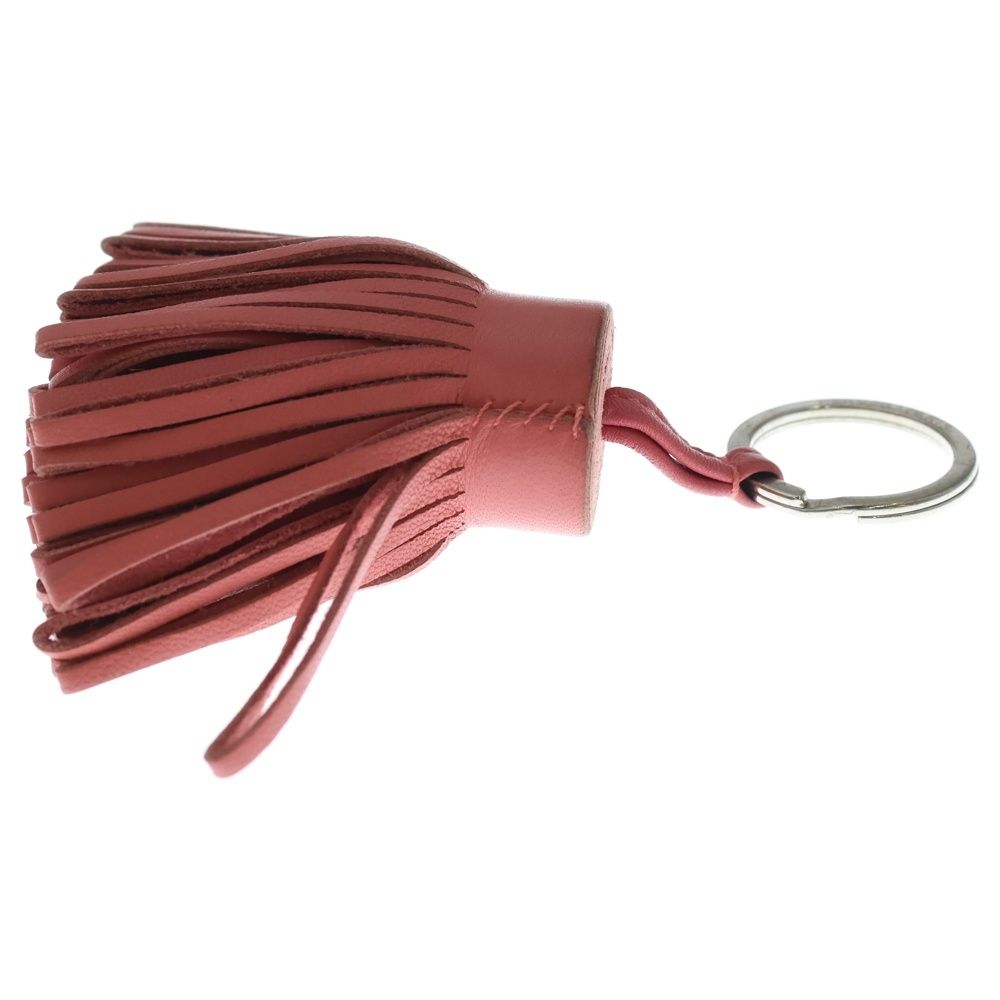 Hermes Carmen Key Charm Bag Ring Pink Leather Agneau Milo Silver — view 4
