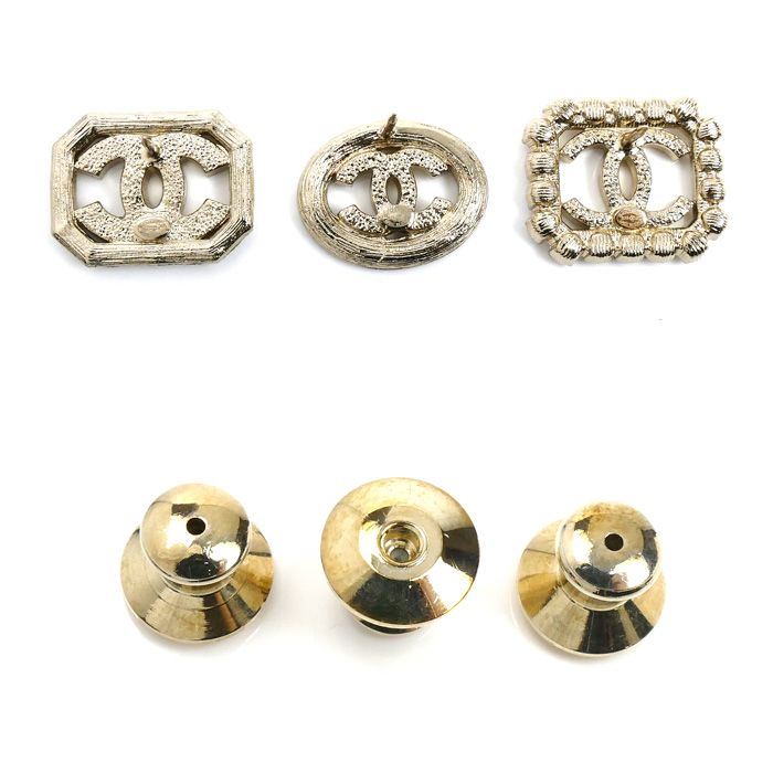 Chanel Metal Rhinestone CC Logo 3 Piece Set Brooch — view 3
