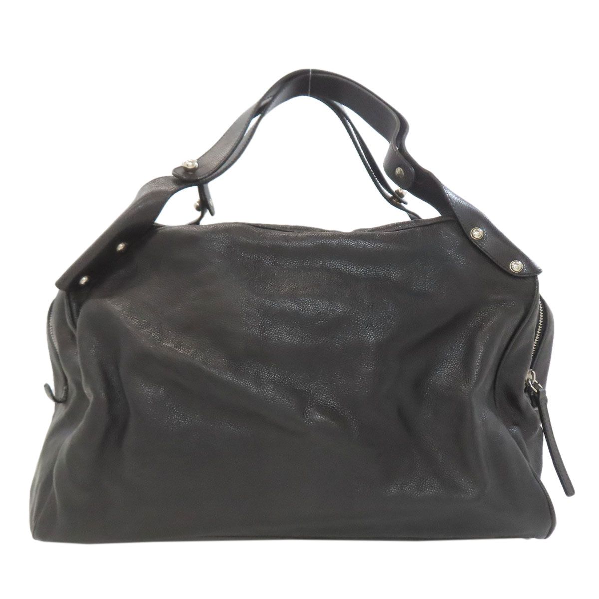 Chanel Quilted Silver Tote Grained Calfskin — view 2