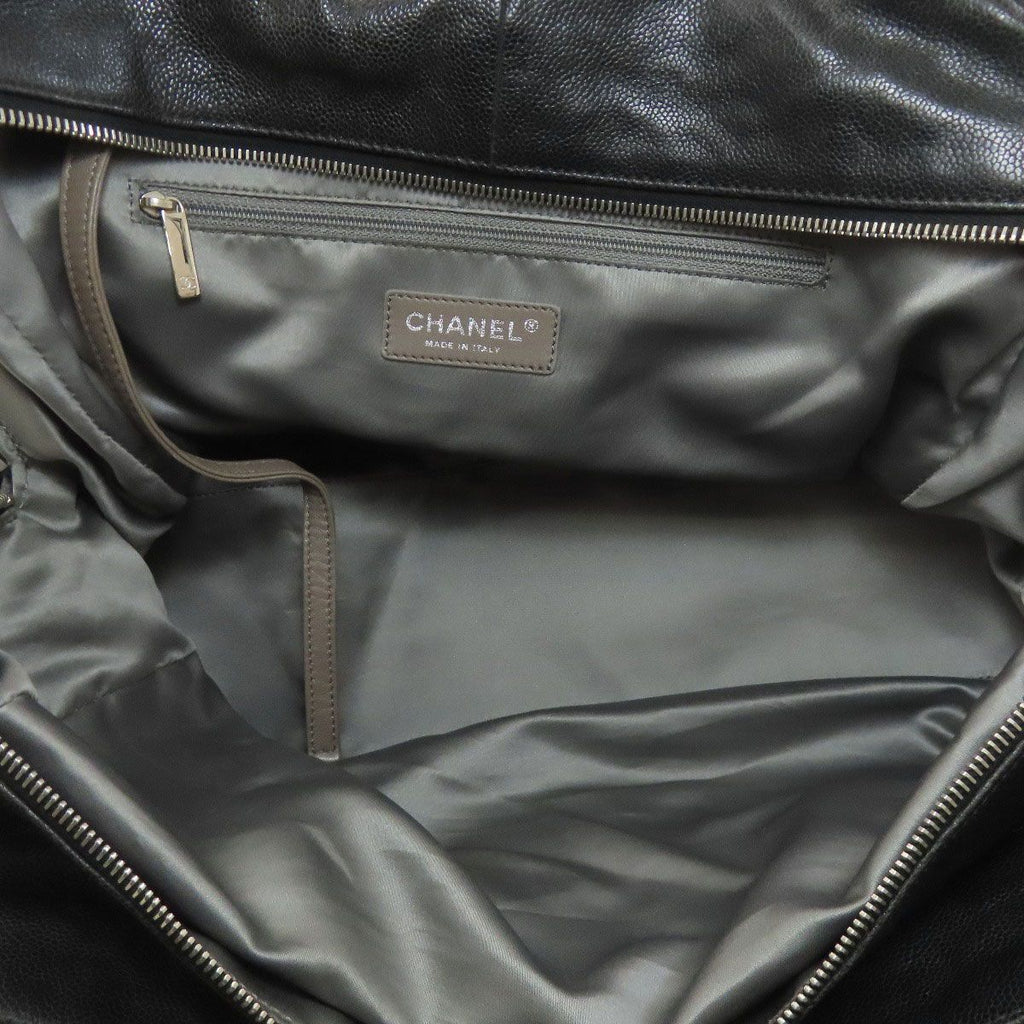 Chanel Quilted Silver Tote Grained Calfskin — view 5