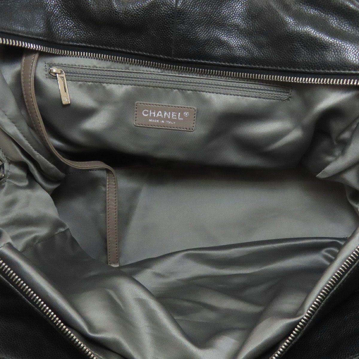 Chanel Quilted Silver Tote Grained Calfskin — view 5