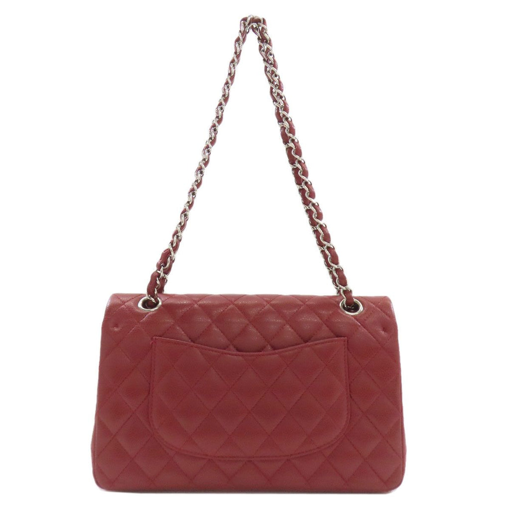 Chanel Quilted Double Flap Silver Shoulder Bag Grained Calfskin — view 2