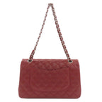 Chanel Quilted Double Flap Silver Shoulder Bag Grained Calfskin — view 2