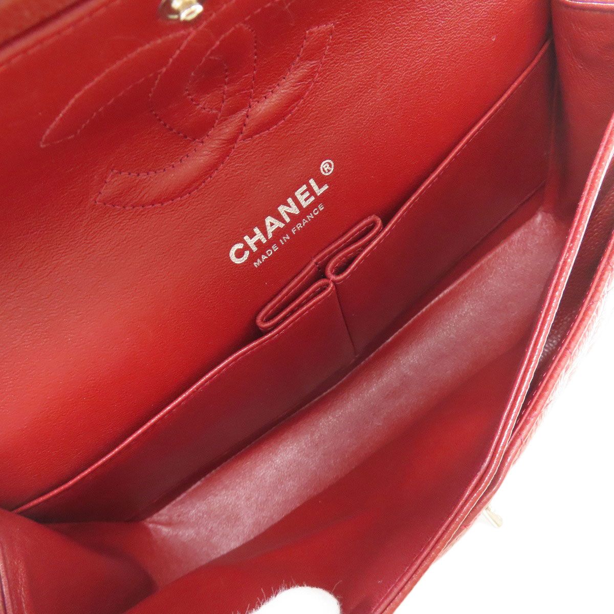 Chanel Quilted Double Flap Silver Shoulder Bag Grained Calfskin — view 6